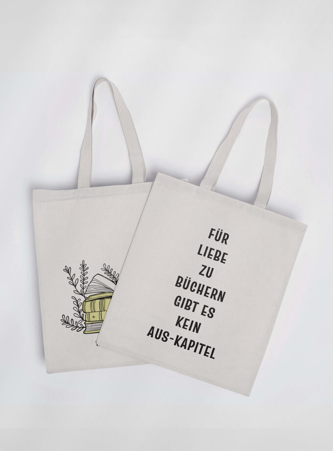 Baumwolltasche "Für Liebe zu Büchern gibt es kein Aus-Kapitel"