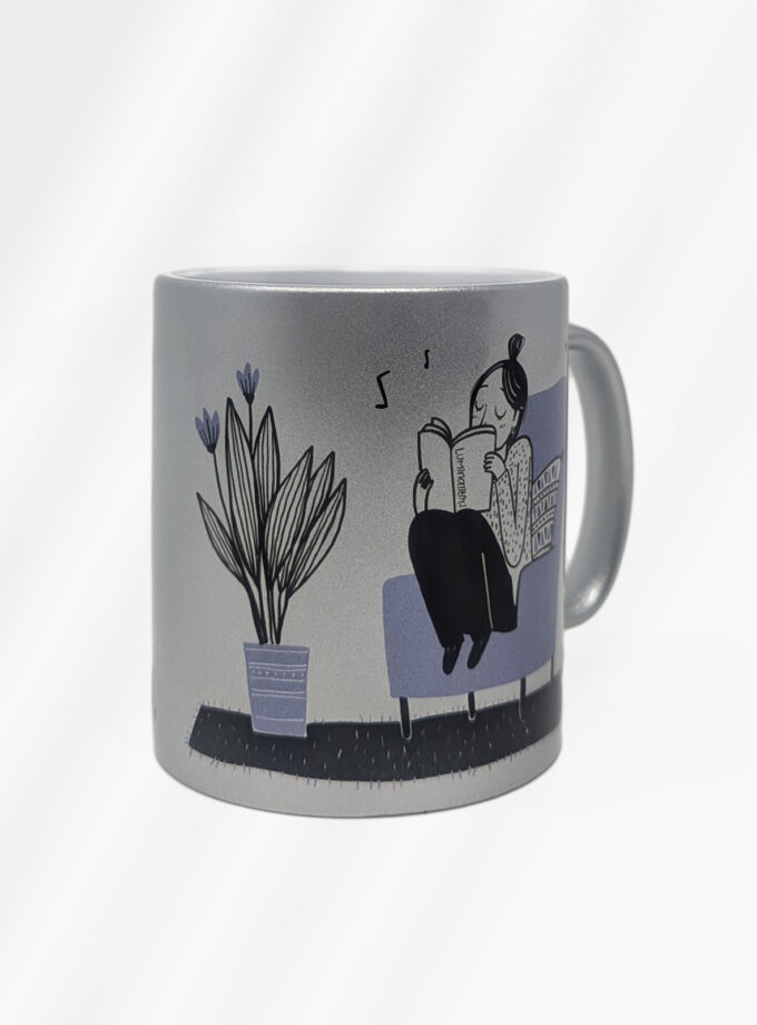 Glitzertasse "Lesen ist Träumen mit offenen Augen"